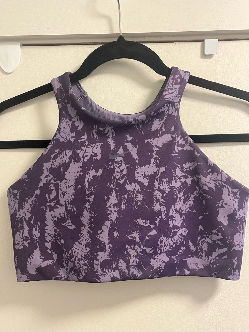 NWOT Nike Purple Abstract High-Neck Crop Sports Bra